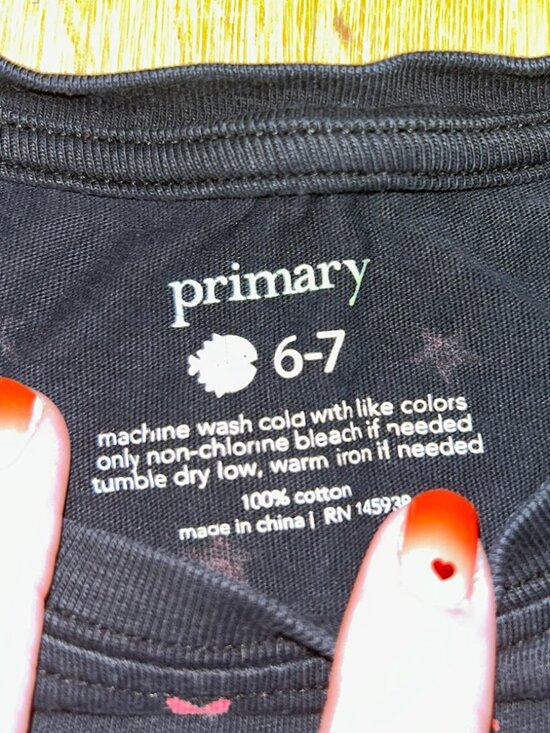 Primary Girls Black Long Sleeve with Rainbow Stars - Picture 2 of 2